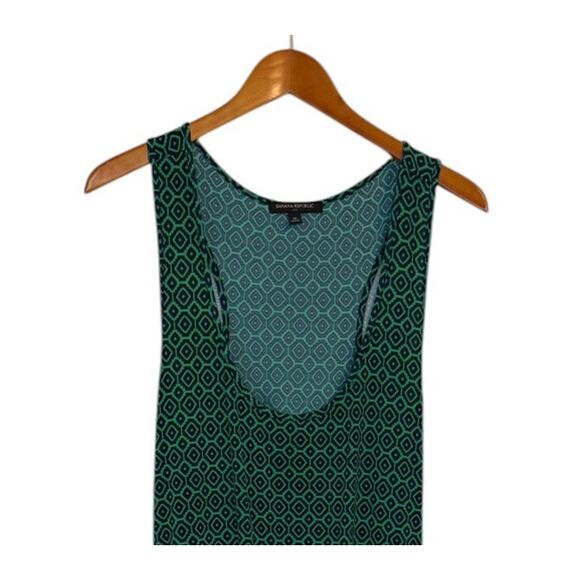 Banana Republic Maxi Dress Women X Large Green Geometric Jersey Knit Stretch - Picture 2 of 7